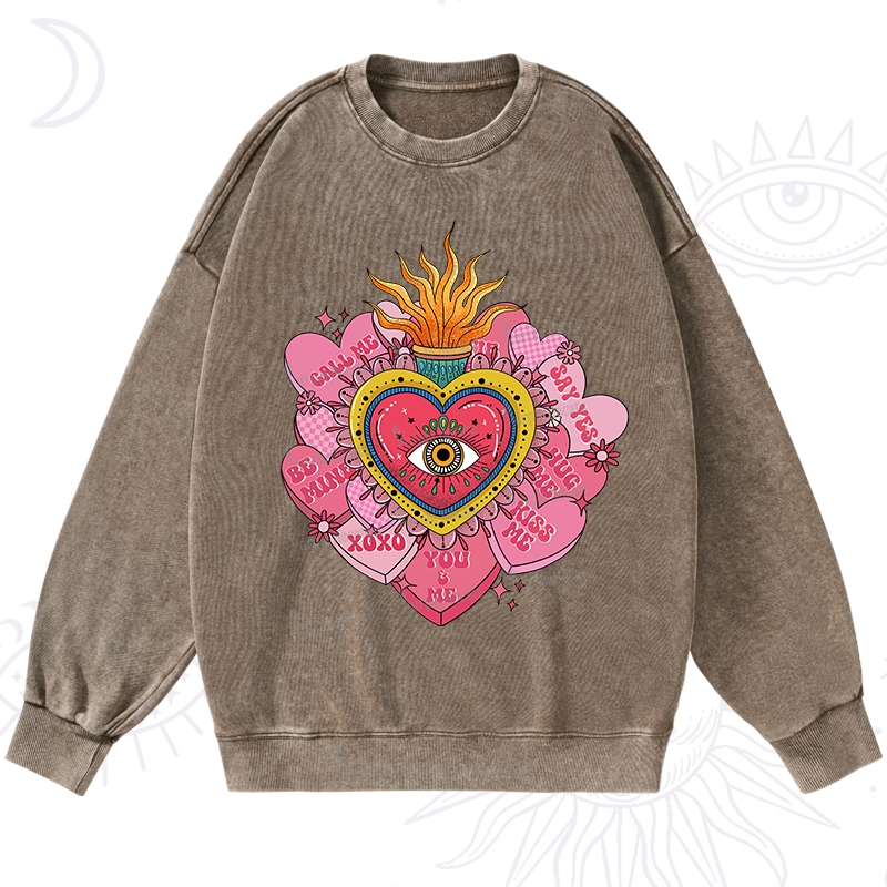 Purplehecate The Eye of the Heart Valentine Washed Sweatshirt