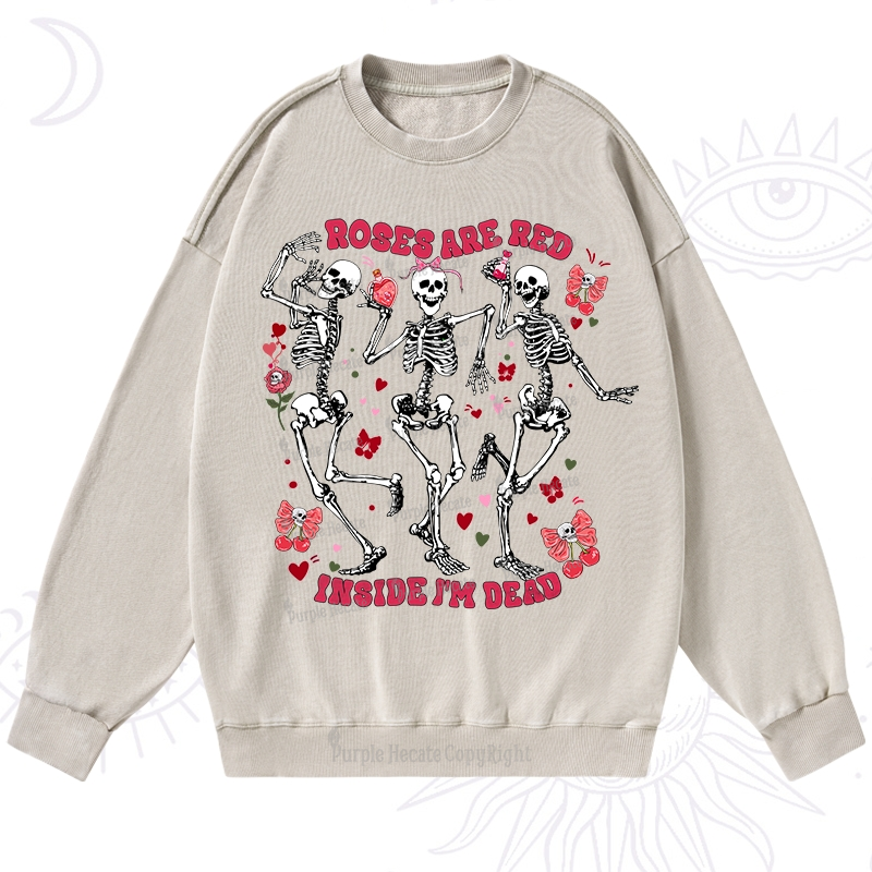 Purplehecate Roses Are Red Valentine Washed Sweatshirt