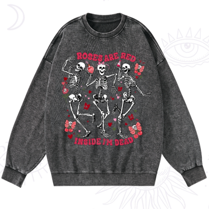 Purplehecate Roses Are Red Valentine Washed Sweatshirt