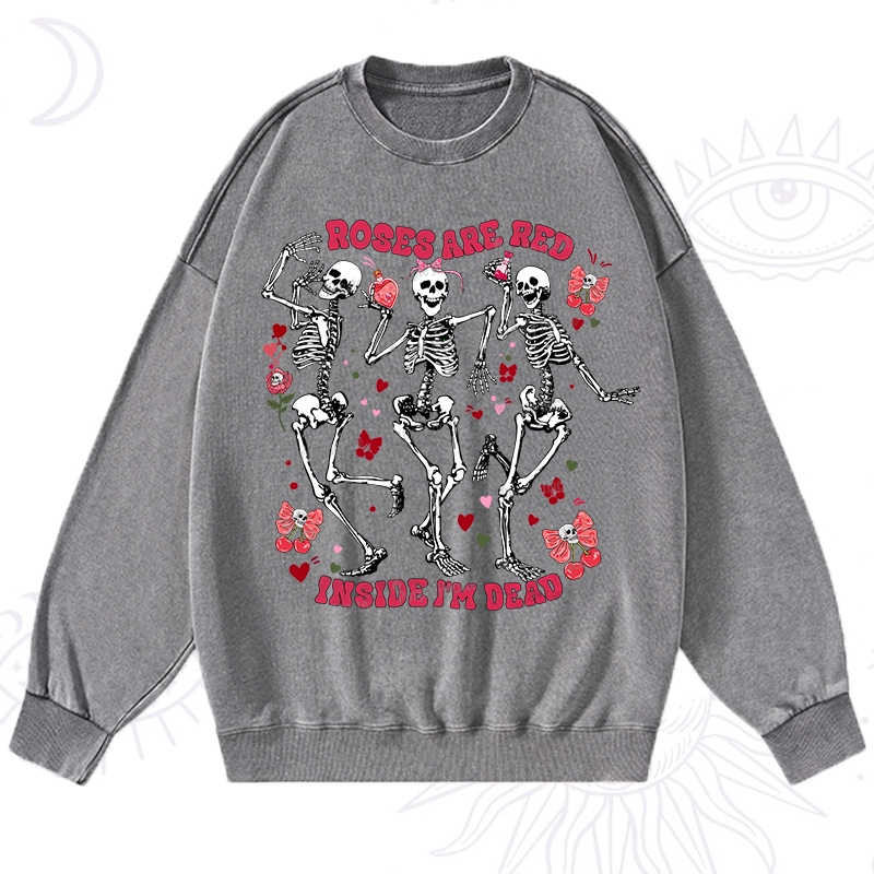 Purplehecate Roses Are Red Valentine Washed Sweatshirt