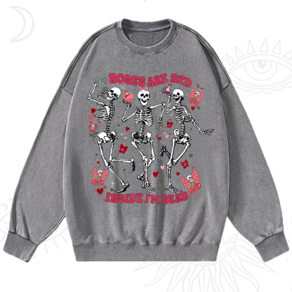 Purplehecate Roses Are Red Valentine Washed Sweatshirt
