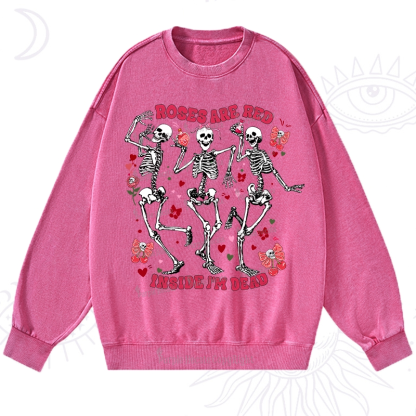 Purplehecate Roses Are Red Valentine Washed Sweatshirt