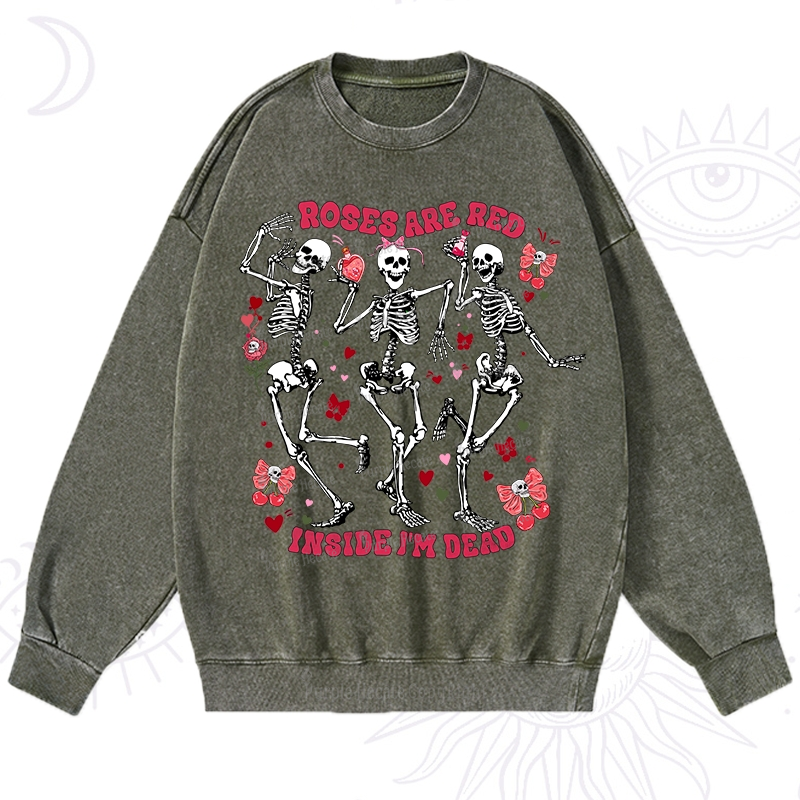 Purplehecate Roses Are Red Valentine Washed Sweatshirt