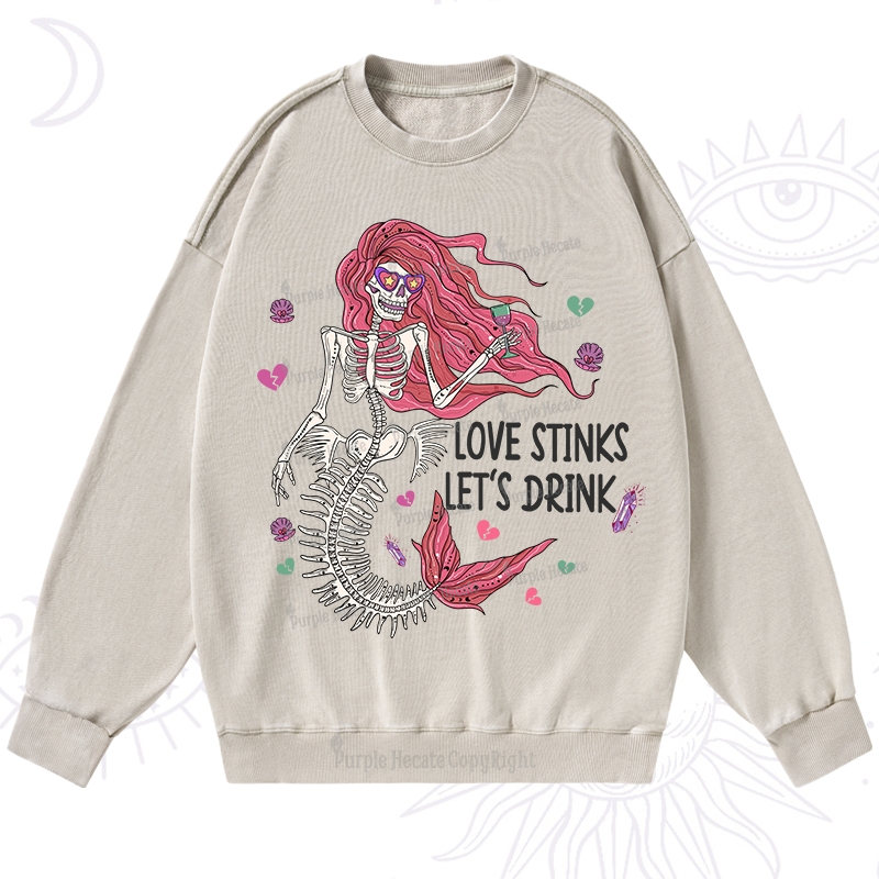 Purplehecate Love Stinks Let's Drink Valentine Washed Sweatshirt