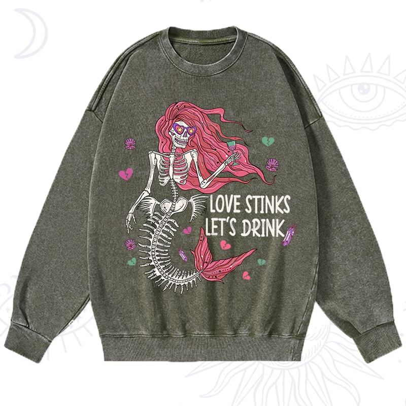 Purplehecate Love Stinks Let's Drink Valentine Washed Sweatshirt