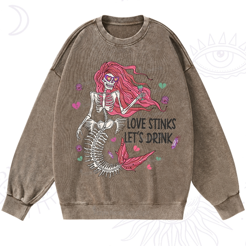 Purplehecate Love Stinks Let's Drink Valentine Washed Sweatshirt