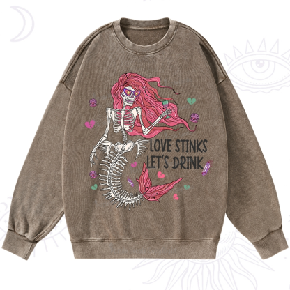 Purplehecate Love Stinks Let's Drink Valentine Washed Sweatshirt