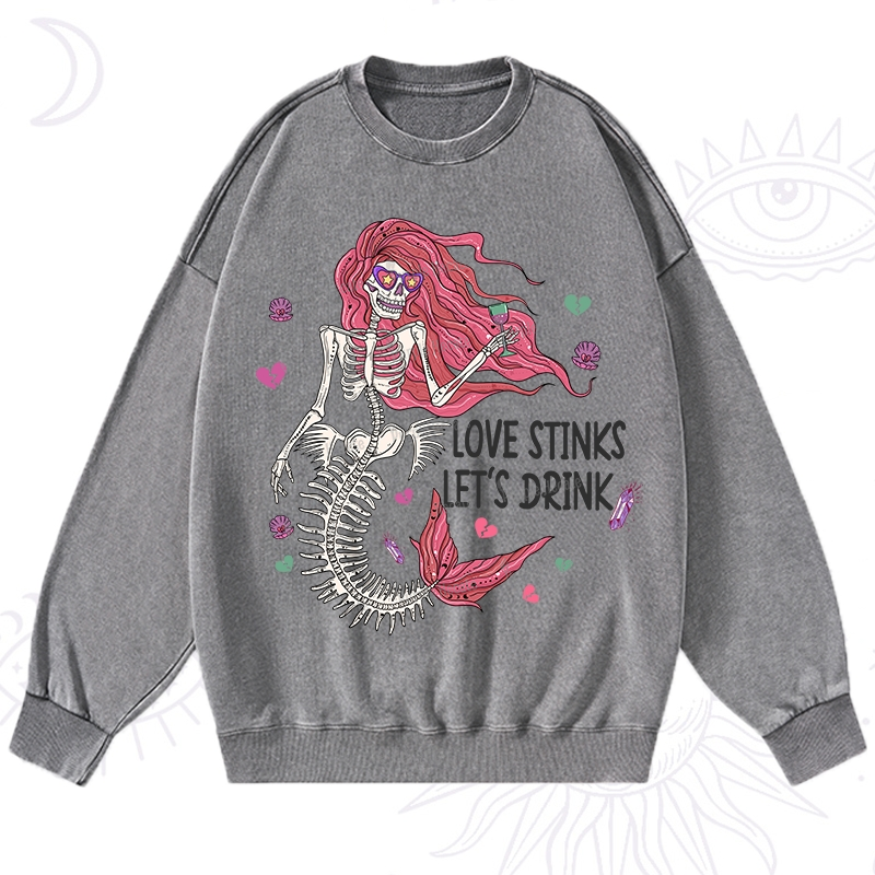 Purplehecate Love Stinks Let's Drink Valentine Washed Sweatshirt