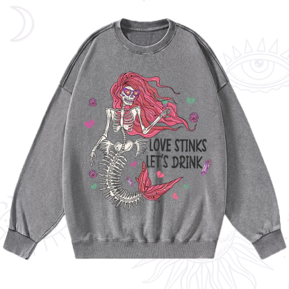 Purplehecate Love Stinks Let's Drink Valentine Washed Sweatshirt