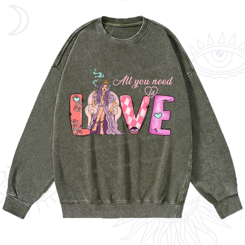 Purplehecate All You Need Is Valentine Washed Sweatshirt