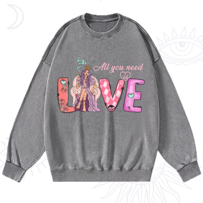 Purplehecate All You Need Is Valentine Washed Sweatshirt