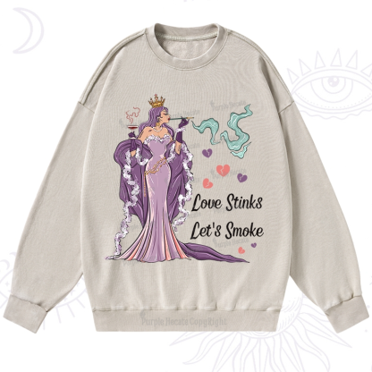 Purplehecate Love Stinks Let's Smoke Valentine Washed Sweatshirt