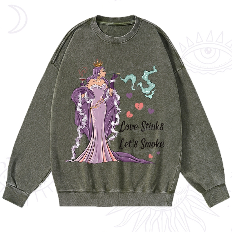 Purplehecate Love Stinks Let's Smoke Valentine Washed Sweatshirt