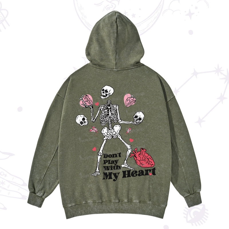 Purplehecate Don't Play With My Heart Valentine Washed Hoodie