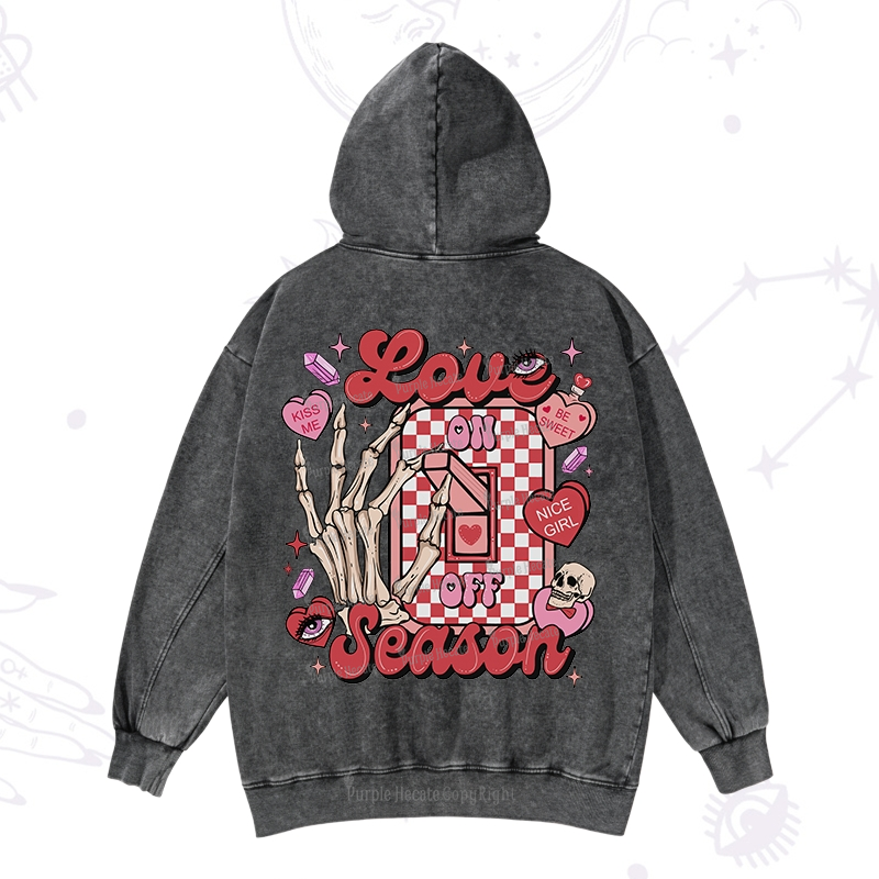 Purplehecate Love On Or Off Valentine Washed Hoodie