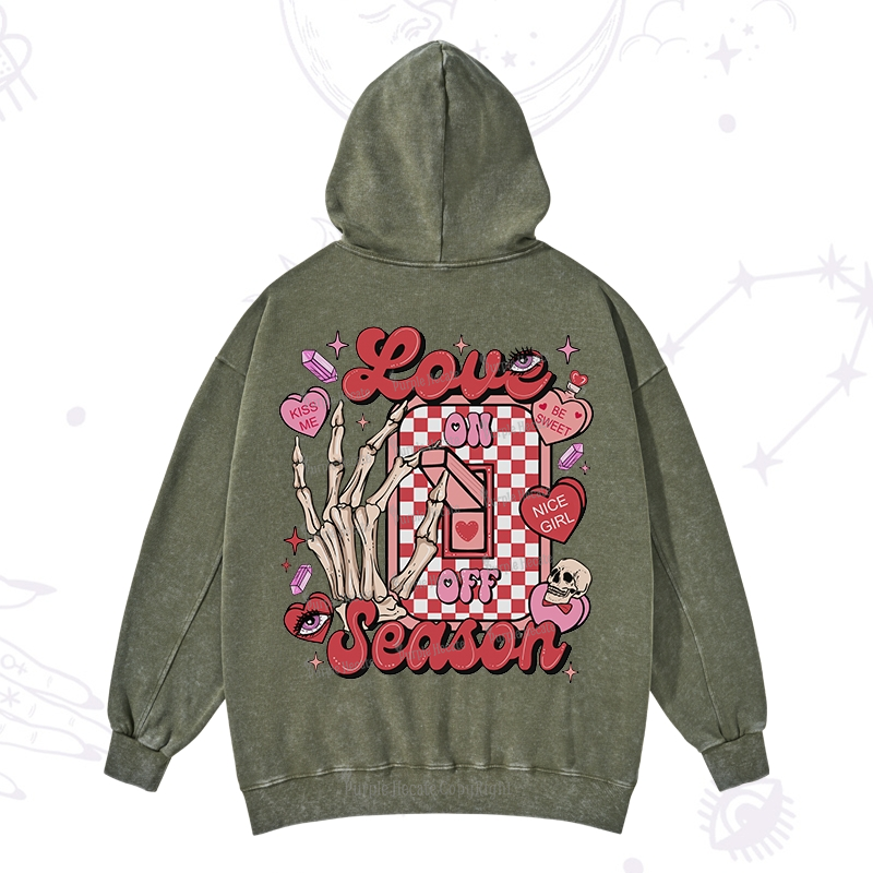 Purplehecate Love On Or Off Valentine Washed Hoodie