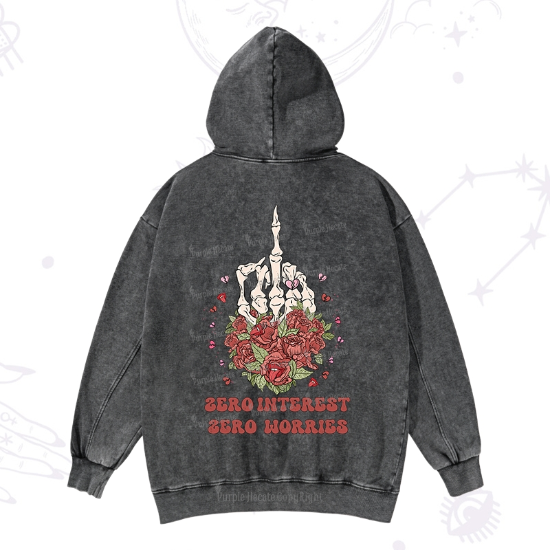 Purplehecate Zero Interest Zero Worries Valentine Washed Hoodie