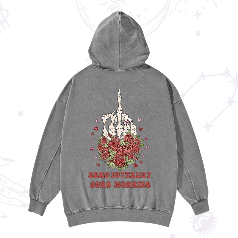 Purplehecate Zero Interest Zero Worries Valentine Washed Hoodie