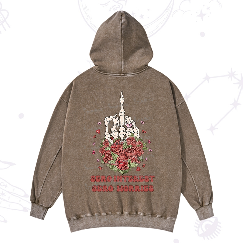 Purplehecate Zero Interest Zero Worries Valentine Washed Hoodie