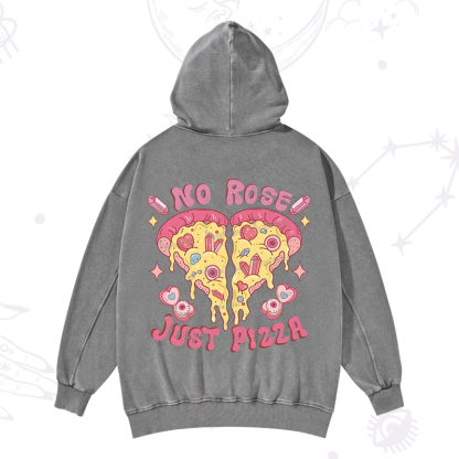 Purplehecate No Rose Just Pizza Valentine Washed Hoodie