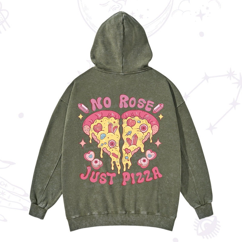 Purplehecate No Rose Just Pizza Valentine Washed Hoodie
