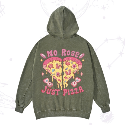 Purplehecate No Rose Just Pizza Valentine Washed Hoodie