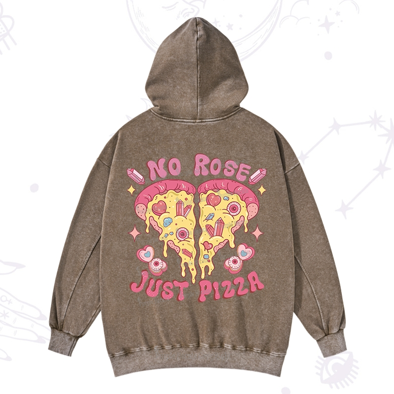 Purplehecate No Rose Just Pizza Valentine Washed Hoodie