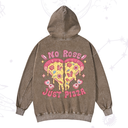 Purplehecate No Rose Just Pizza Valentine Washed Hoodie