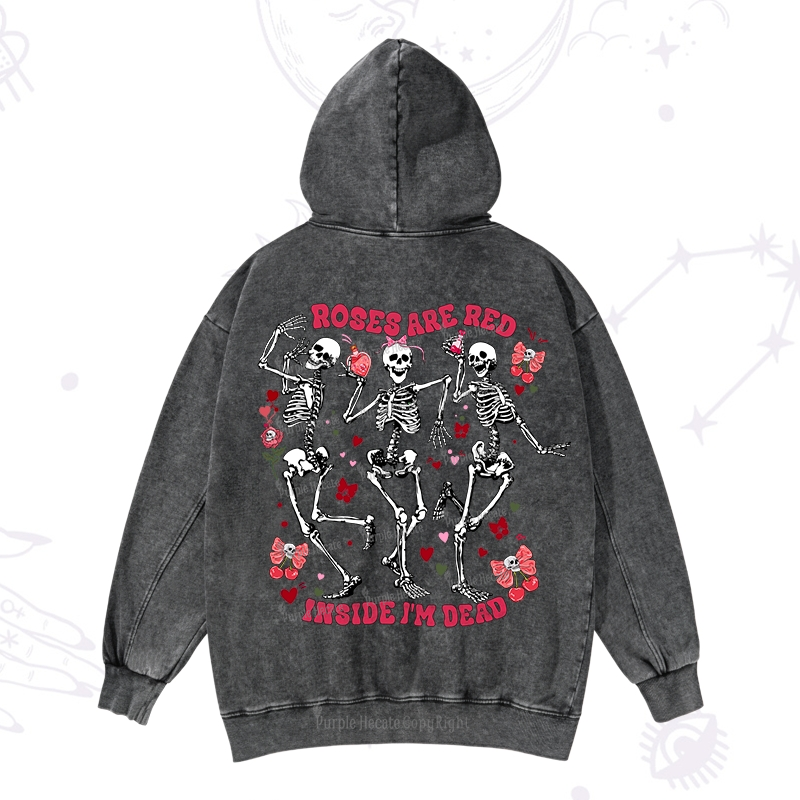 Purplehecate Roses Are Red Valentine Valentine Washed Hoodie