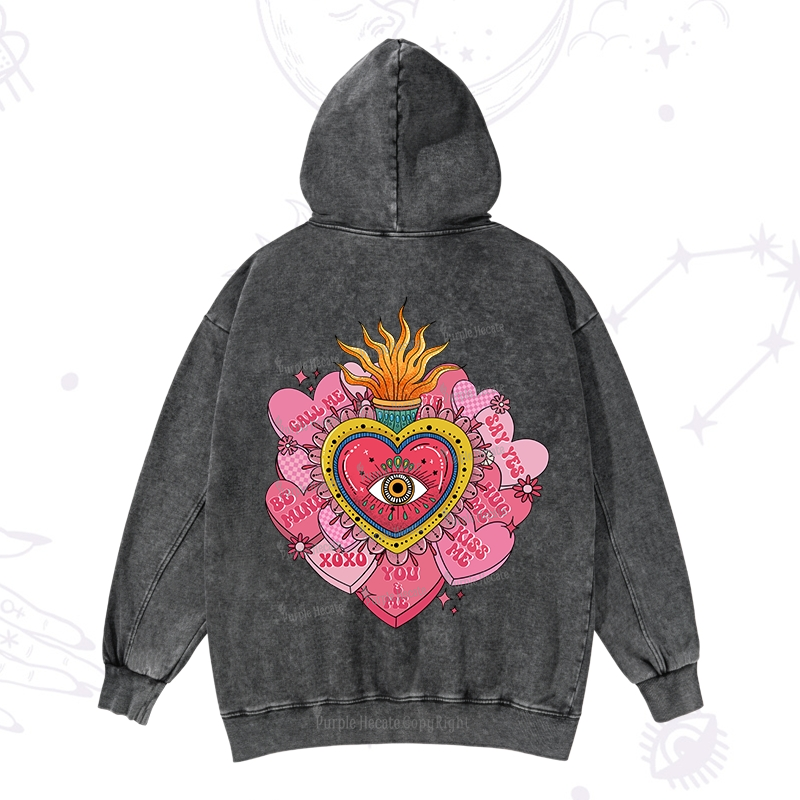 Purplehecate The Eye of the Heart Valentine Washed Hoodie