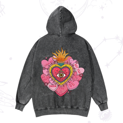 Purplehecate The Eye of the Heart Valentine Washed Hoodie