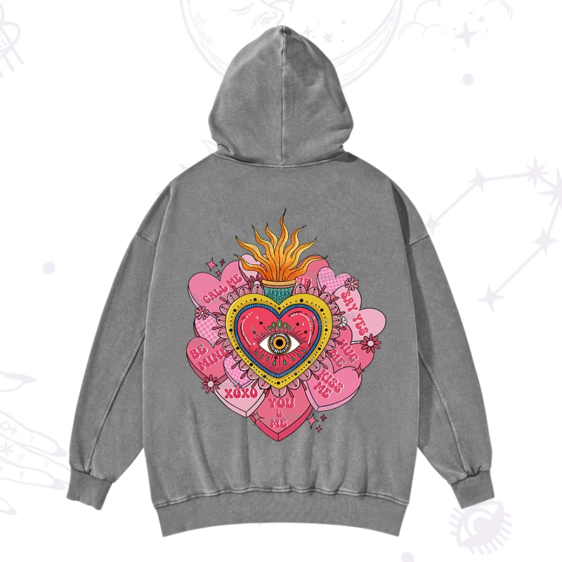 Purplehecate The Eye of the Heart Valentine Washed Hoodie