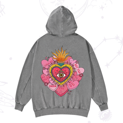 Purplehecate The Eye of the Heart Valentine Washed Hoodie