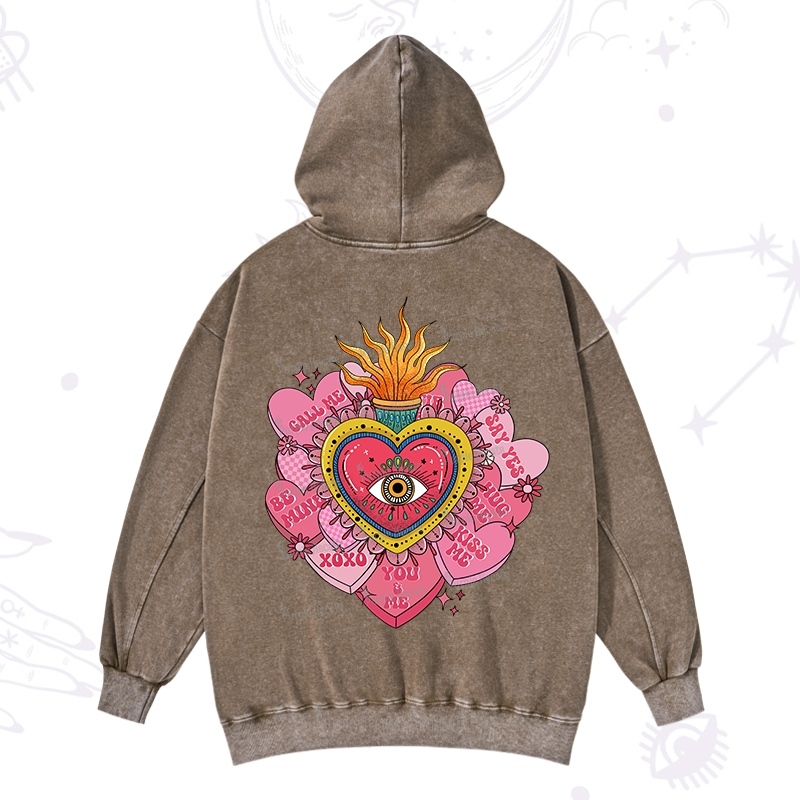 Purplehecate The Eye of the Heart Valentine Washed Hoodie