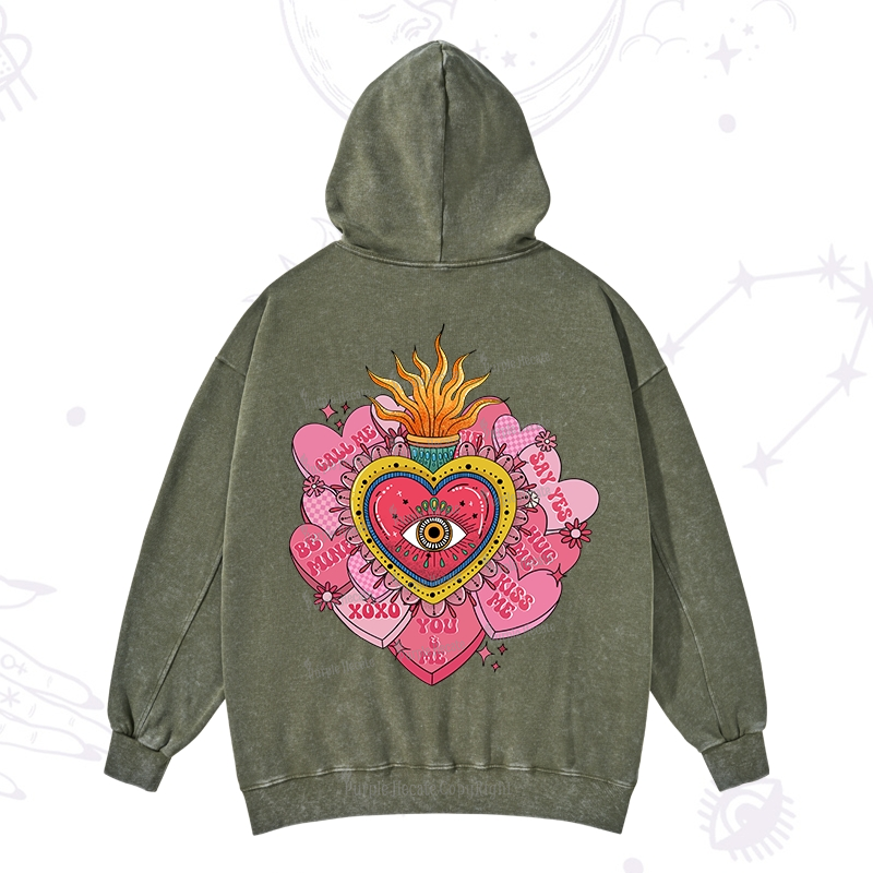 Purplehecate The Eye of the Heart Valentine Washed Hoodie