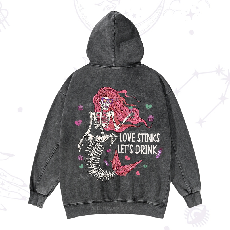 Purplehecate Love Stinks Let's Drink Valentine Washed Hoodie