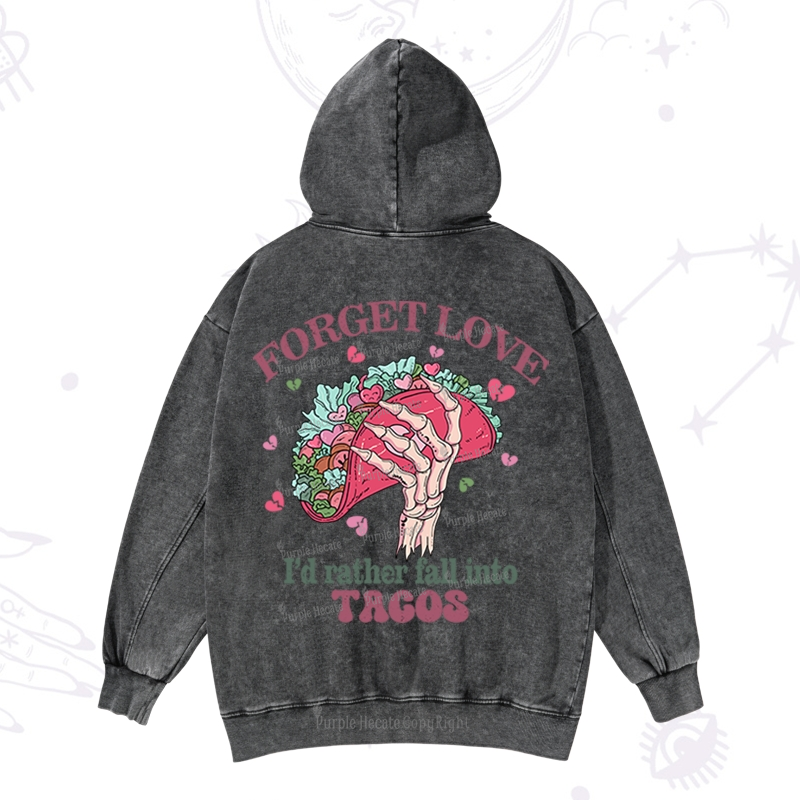 Purplehecate Taco Over Love Valentine Washed Hoodie