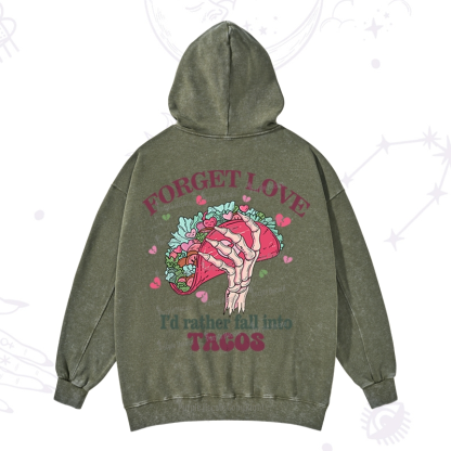 Purplehecate Taco Over Love Valentine Washed Hoodie