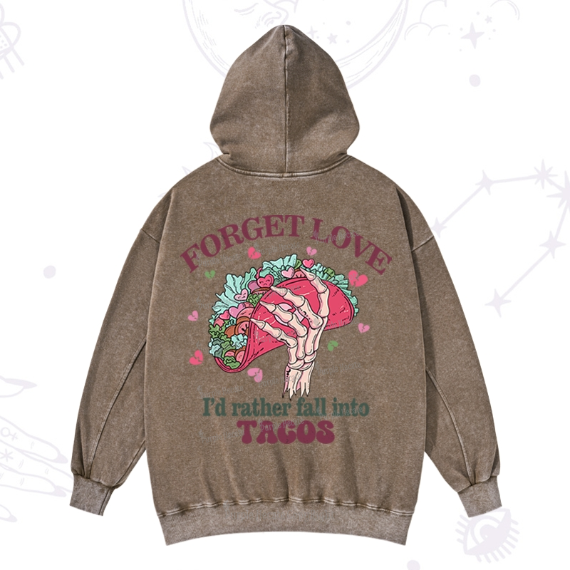 Purplehecate Taco Over Love Valentine Washed Hoodie