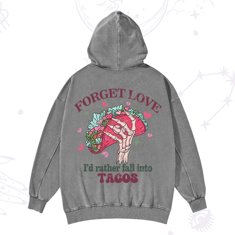 Purplehecate Taco Over Love Valentine Washed Hoodie