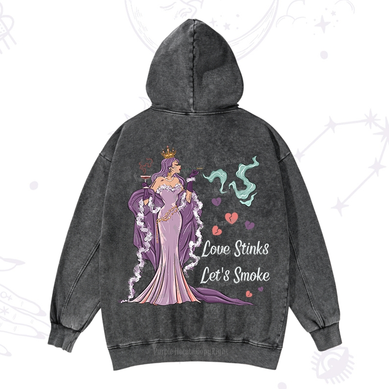 Purplehecate Love Stinks Let's Smoke Valentine Washed Hoodie