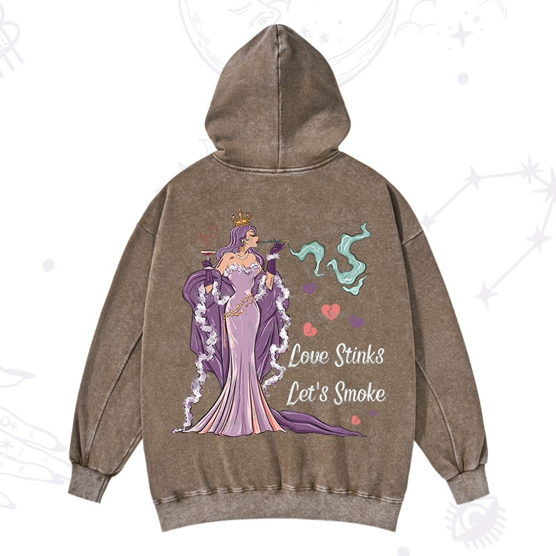 Purplehecate Love Stinks Let's Smoke Valentine Washed Hoodie