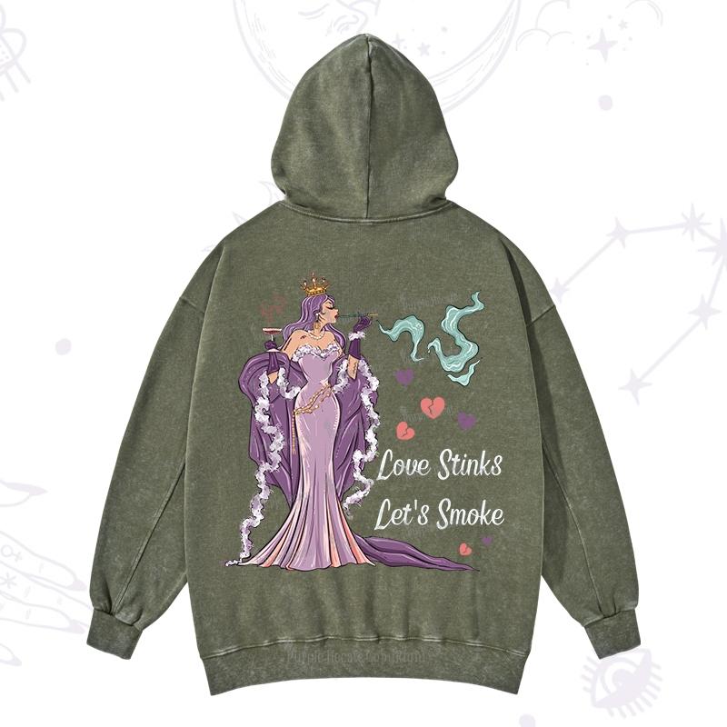 Purplehecate Love Stinks Let's Smoke Valentine Washed Hoodie