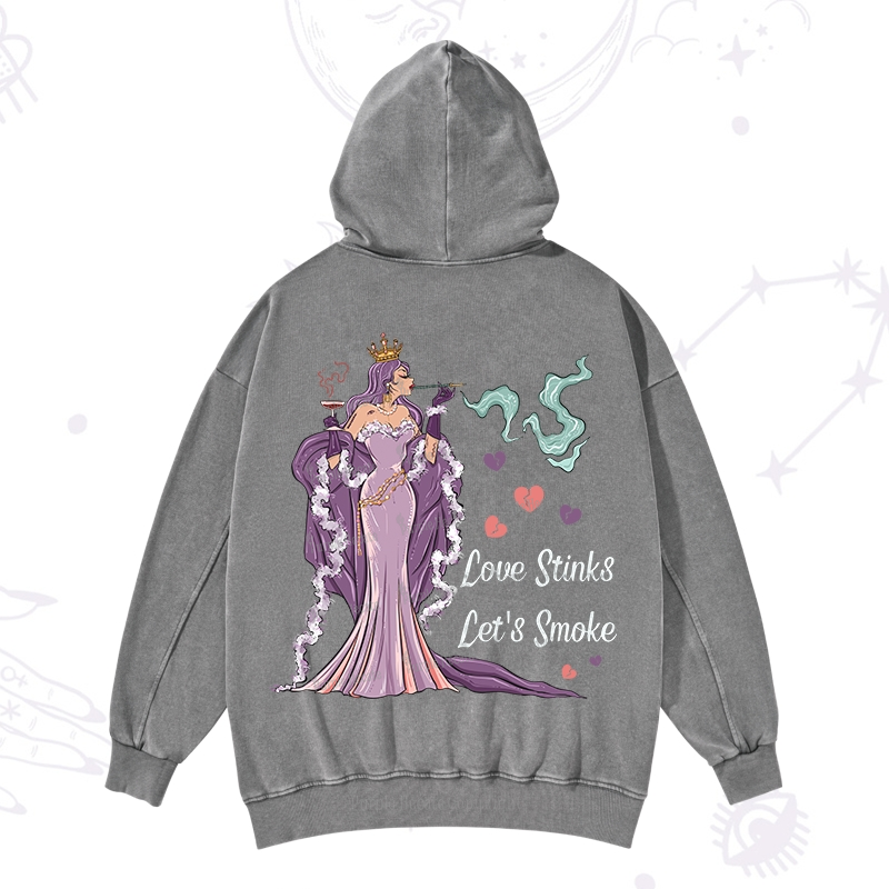 Purplehecate Love Stinks Let's Smoke Valentine Washed Hoodie