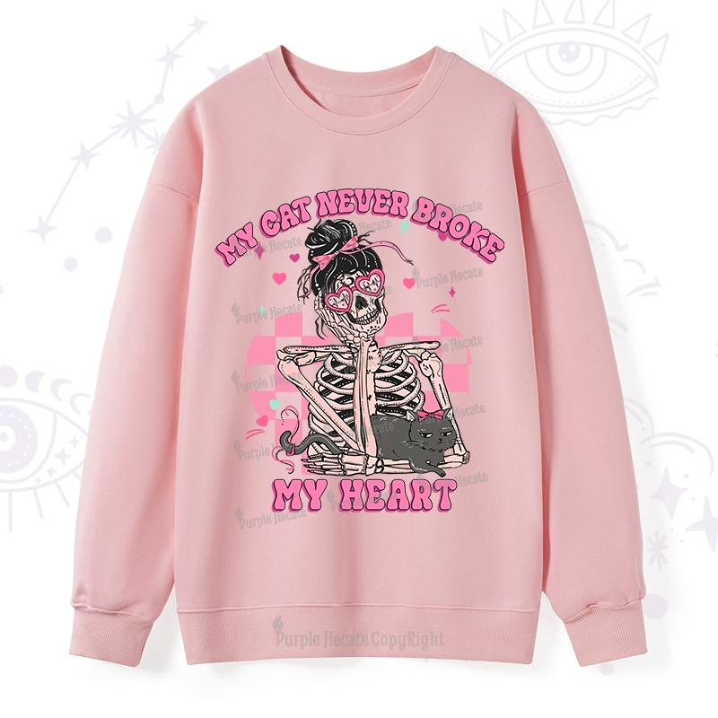 Purplehecate My Cat Never Broke My Heart Valentine Sweatshirt