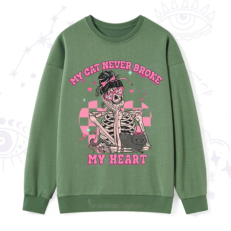 Purplehecate My Cat Never Broke My Heart Valentine Sweatshirt