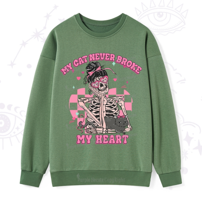 Purplehecate My Cat Never Broke My Heart Valentine Sweatshirt