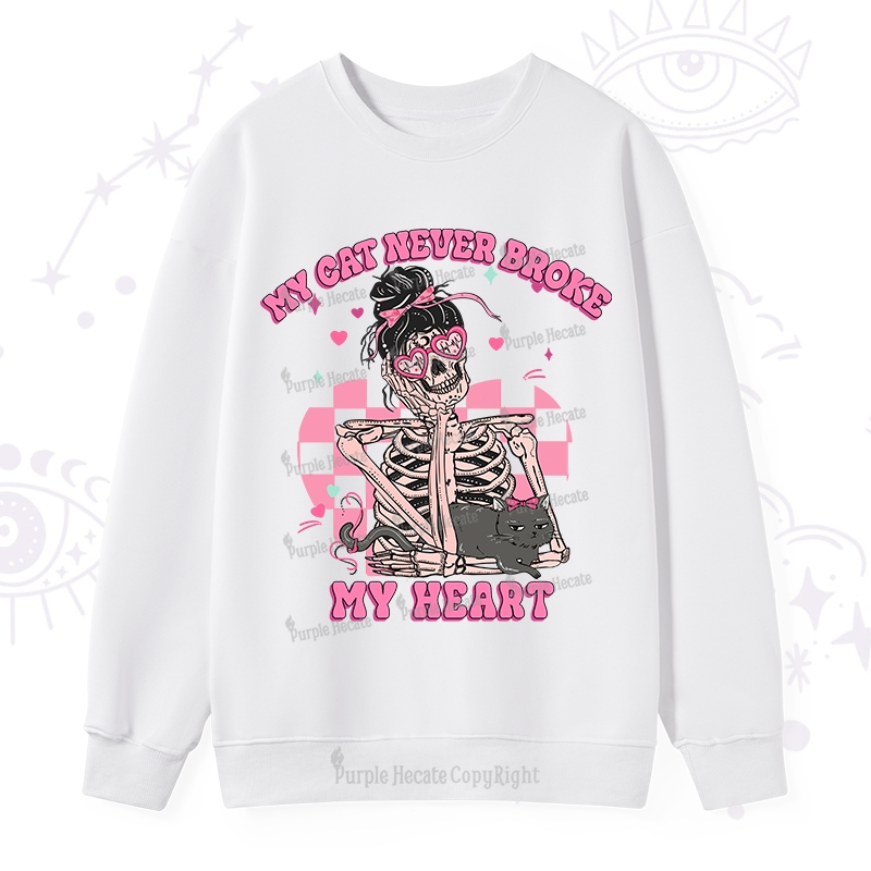 Purplehecate My Cat Never Broke My Heart Valentine Sweatshirt