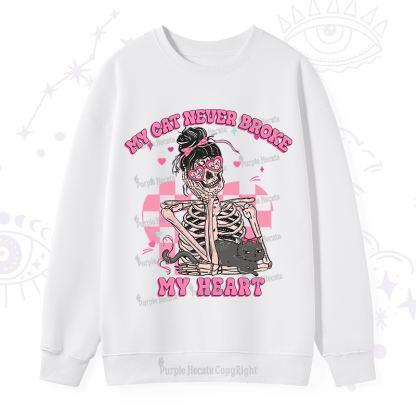 Purplehecate My Cat Never Broke My Heart Valentine Sweatshirt