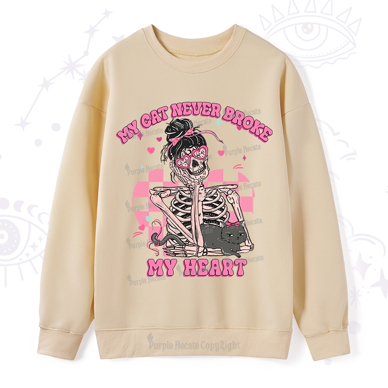 Purplehecate My Cat Never Broke My Heart Valentine Sweatshirt